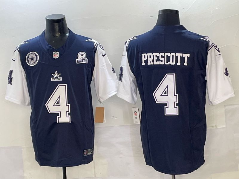 Men 2025 Nike Dallas Cowboys #4 Prescott Drak Blue 4th generation Limited NFL Jersey 03